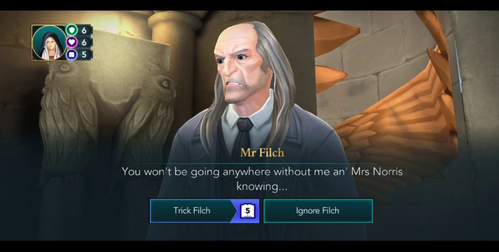 tricking mr filch in harry potter hogwarts mystery