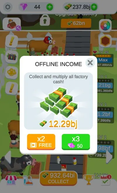 idle egg factory offline income