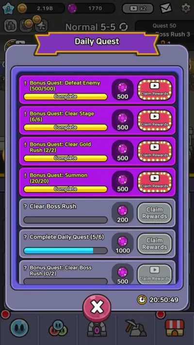 legend of slime idle rpg daily quest