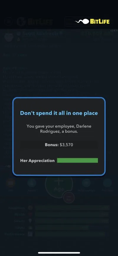 employee bonus in bitlife