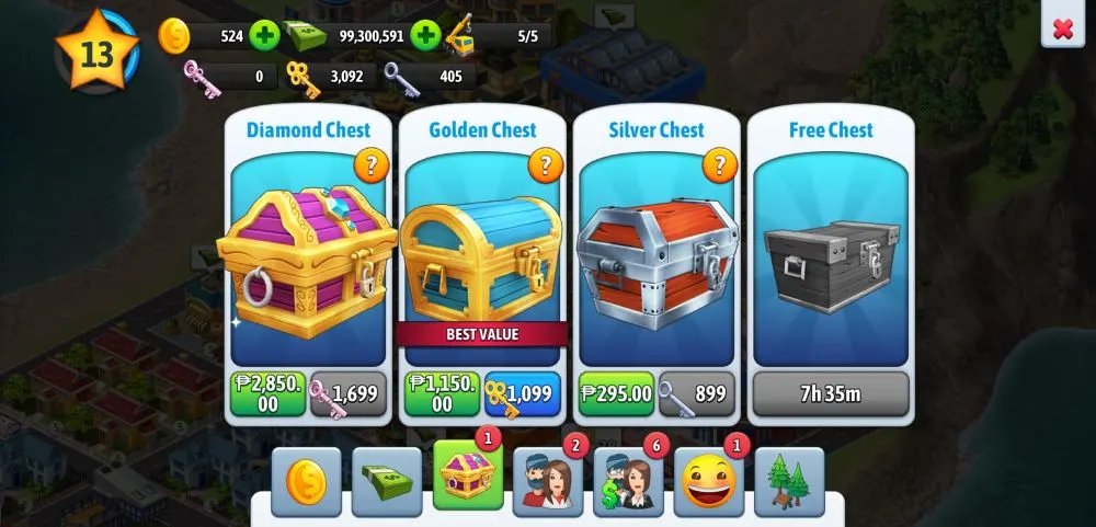 city island 5 chests