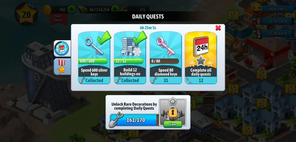 city island 5 daily quests
