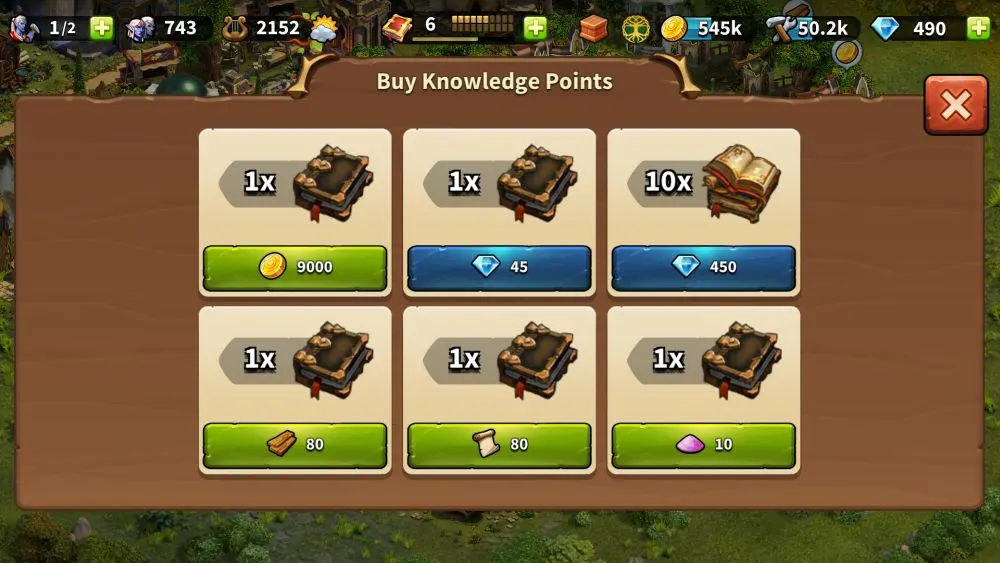 buying knowledge points in elvenar