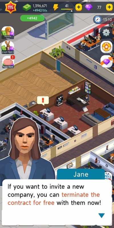 idle office tycoon contract termination