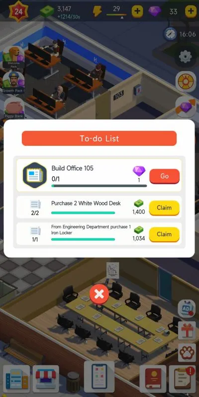 idle office tycoon to-do list