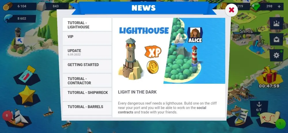 sea port cargo boat tycoon lighthouse