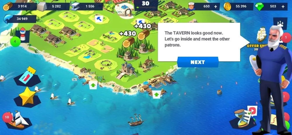 sea port cargo boat tycoon tavern