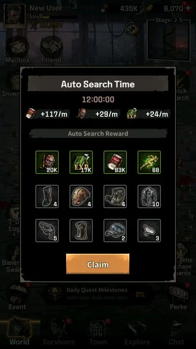 the walking dead all-stars auto search time