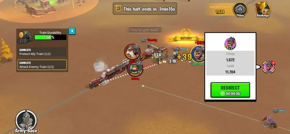 attacking enemy train in age of apes