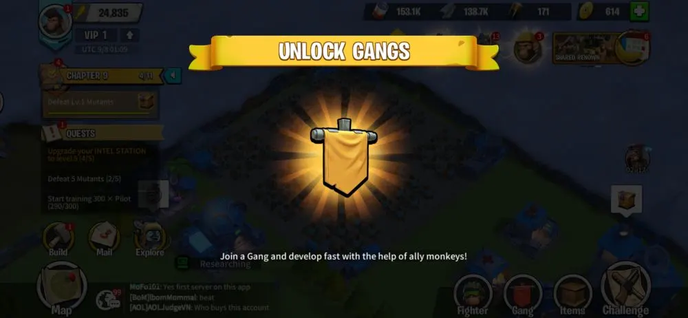 unlock gangs in age of apes