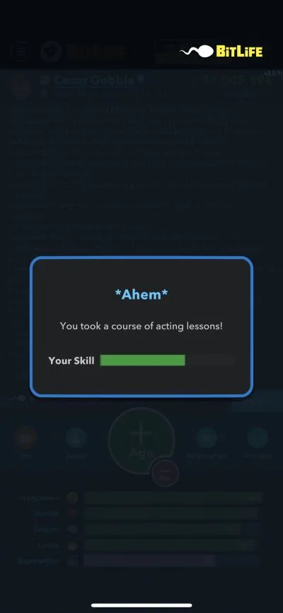 acting lessons in bitlife
