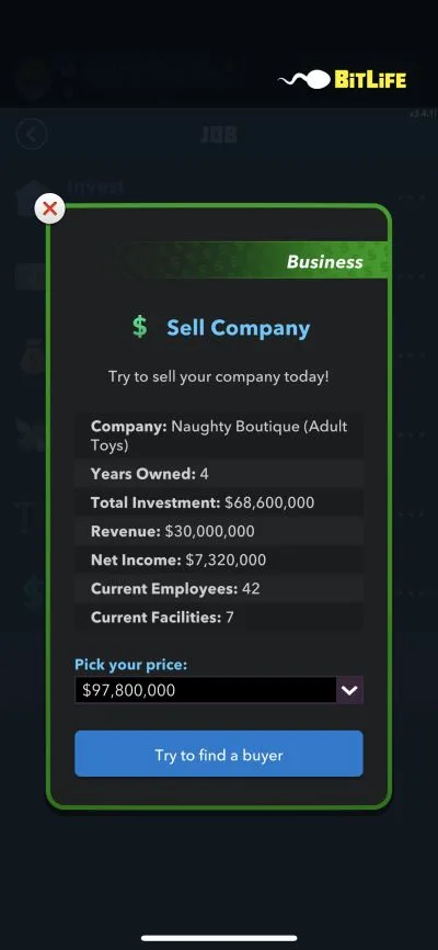 selling business in bitlife