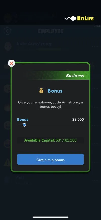 employee bonus in bitlife