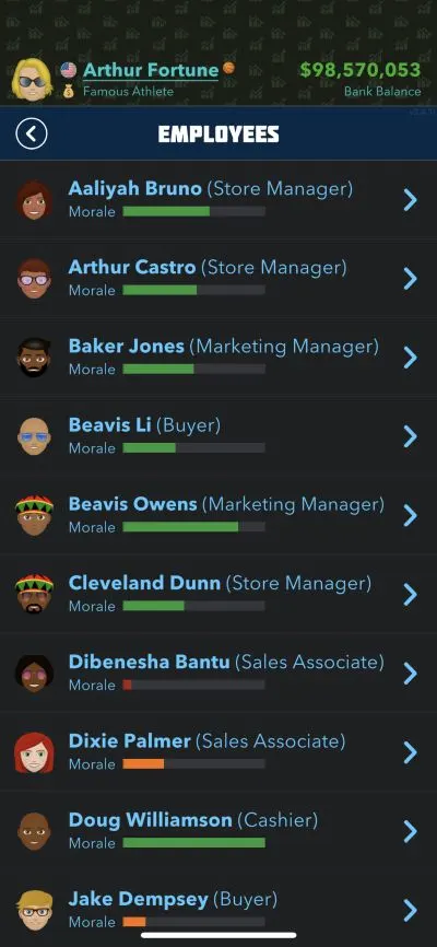 employee morale in bitlife