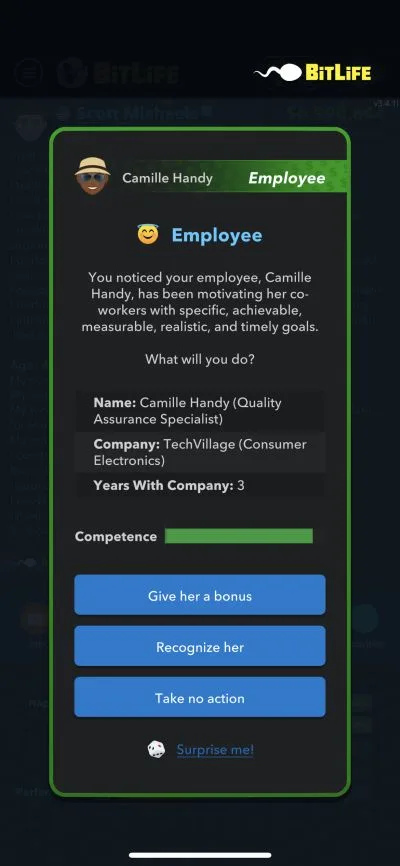 employee performance in bitlife
