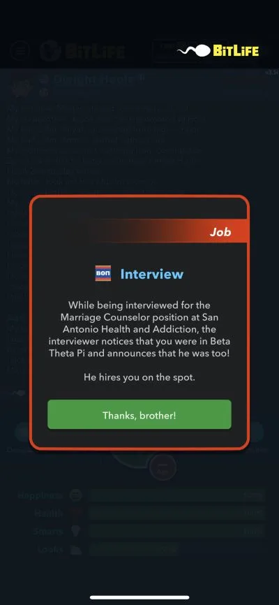 job interview in bitlife