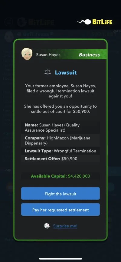 lawsuit in bitlife