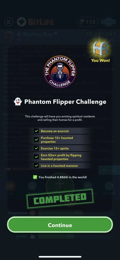 bitlife phantom flipper challenge requirements