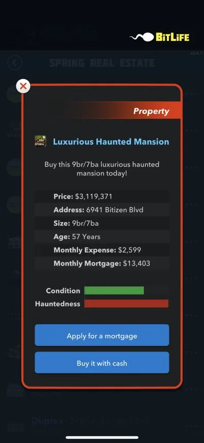 property purchase in bitlife