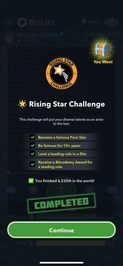 bitlife rising star challenge requirements