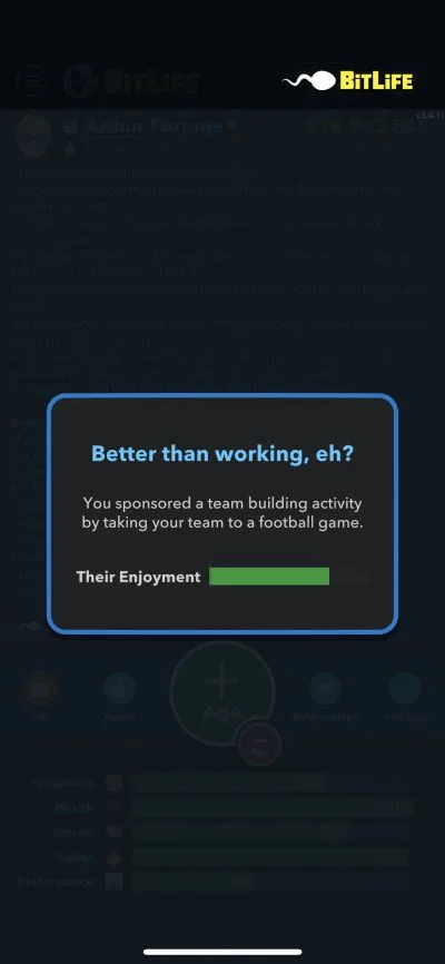 team building activity in bitlife