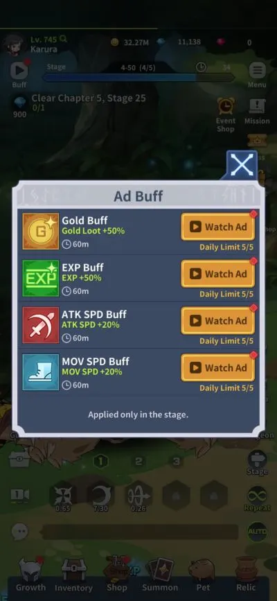 blade idle ad buff