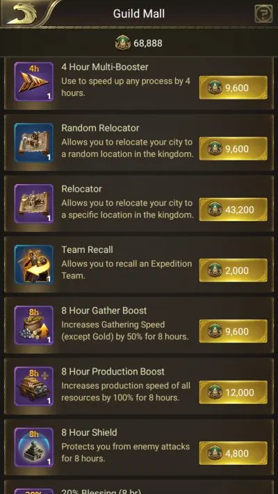 conquerors golden age guild mall