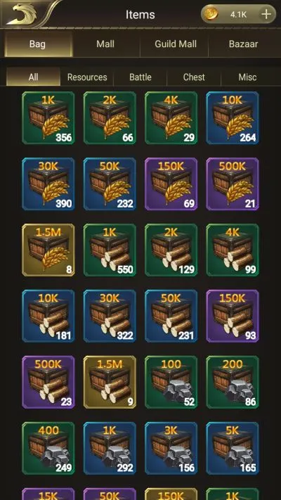 conquerors golden age inventory