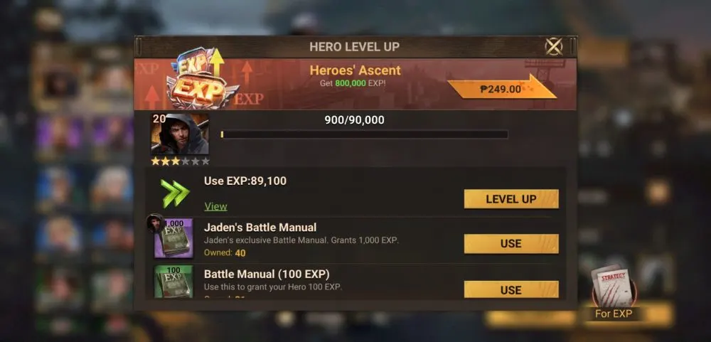 leveling up hero in doomsday last survivors