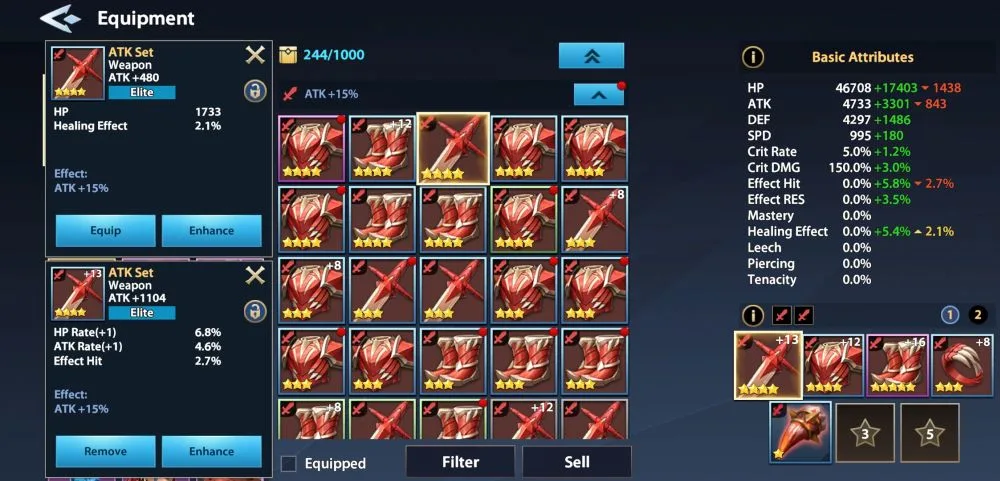 infinite magicraid equipment