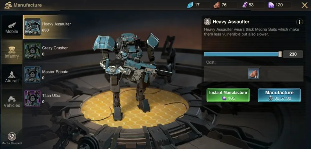 marsaction infinite ambition infantry