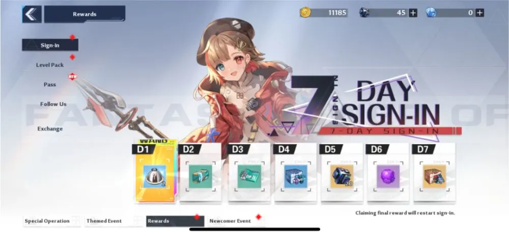 tower of fantasy 7-day sign-in rewards