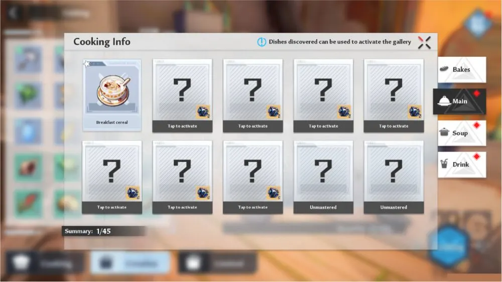 tower of fantasy cooking info