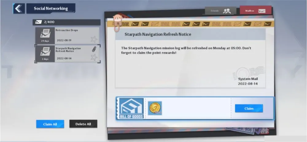 tower of fantasy mail