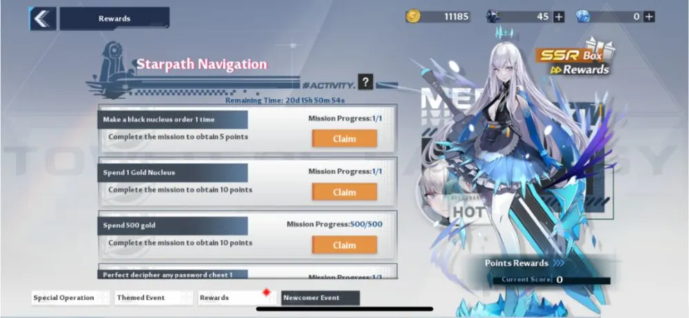 tower of fantasy newcomer event