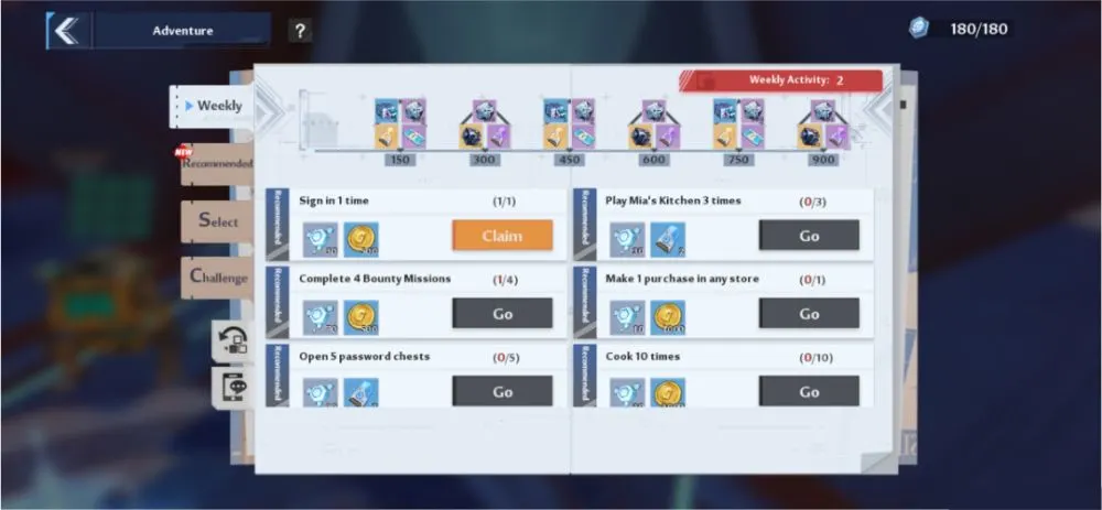 tower of fantasy weekly tasks