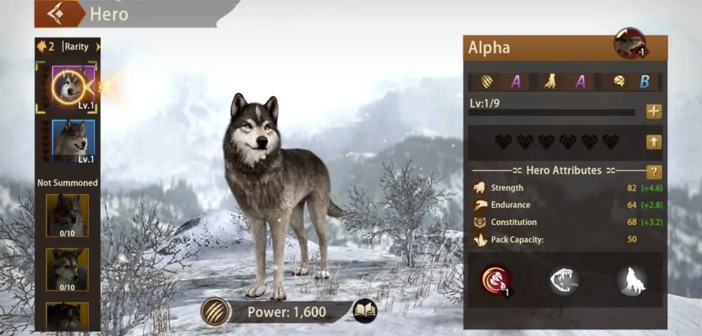 wolf the wild kingdom hero stats