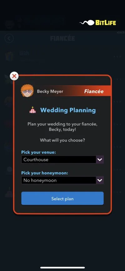 wedding planning in bitlife