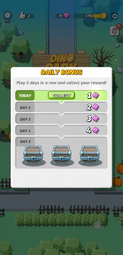crazy dino park daily bonus