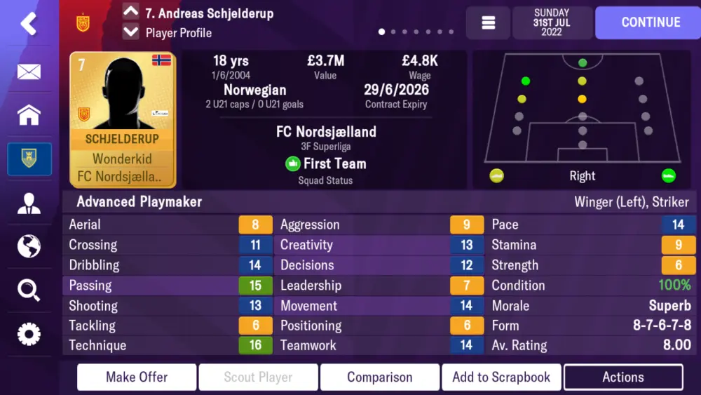 football manager 2023 mobile best value striker