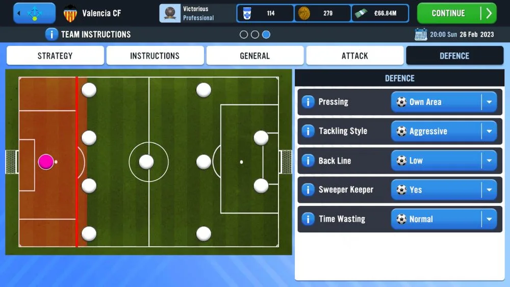 soccer manager 2023 defensive strategy