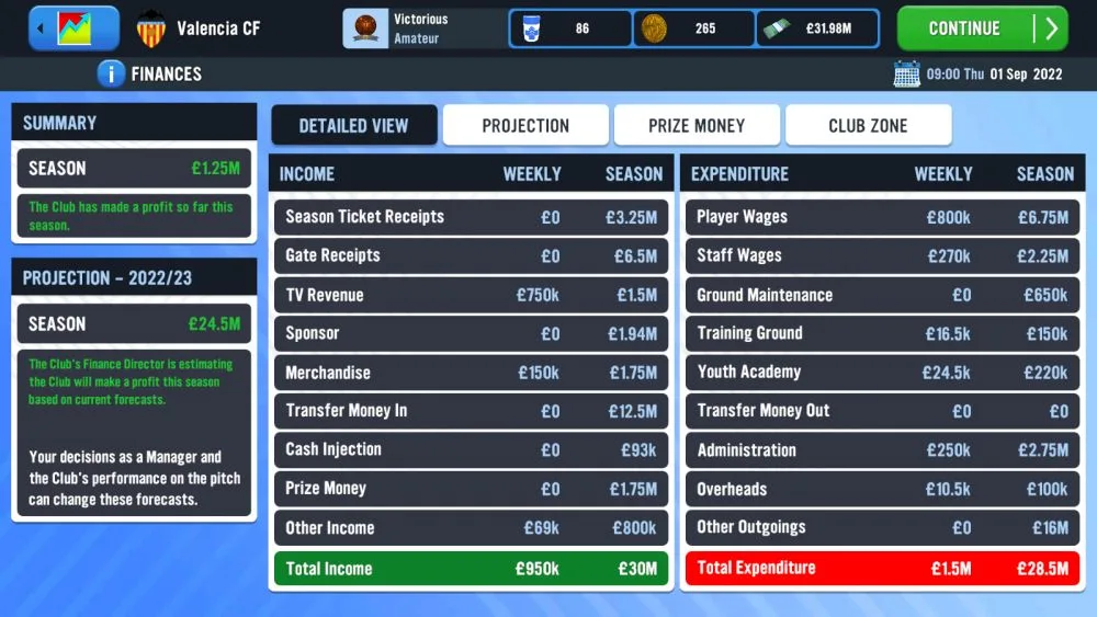 soccer manager 2023 finances