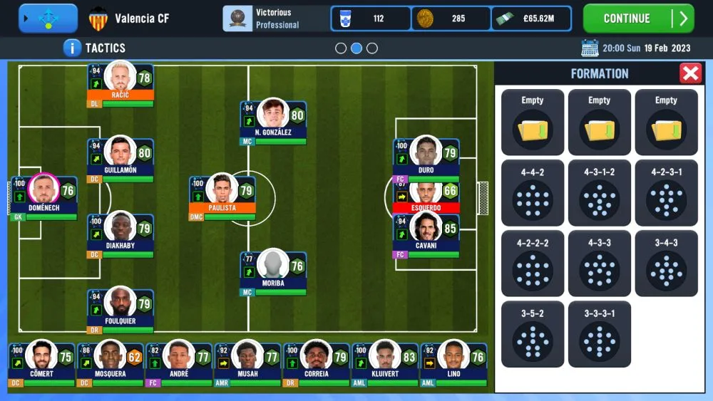 soccer manager 2023 formation selection