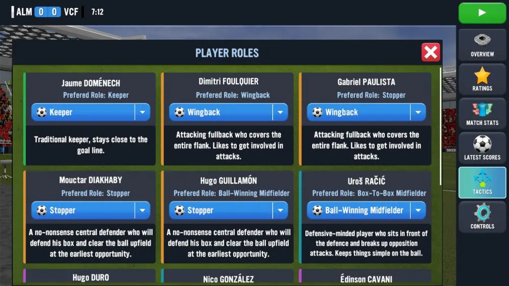 soccer manager 2023 player roles