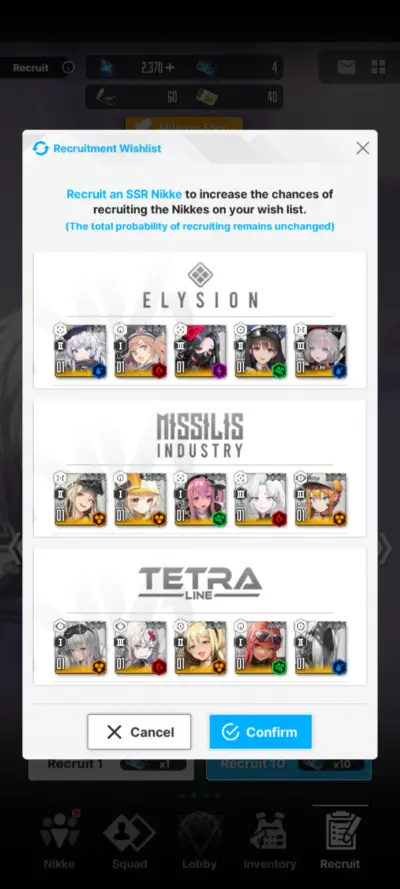 goddess of victory nikke wishlist