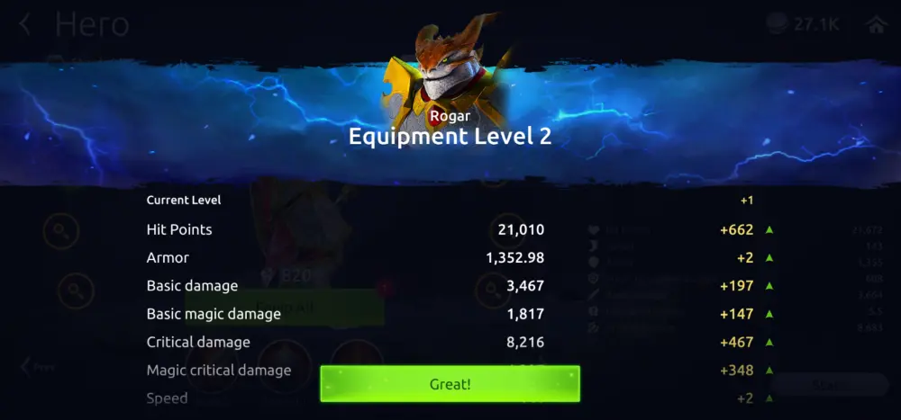age of magic equipment level