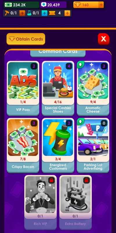 idle burger empire tycoon cards