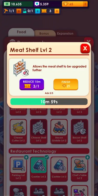 idle burger empire tycoon meat shelf