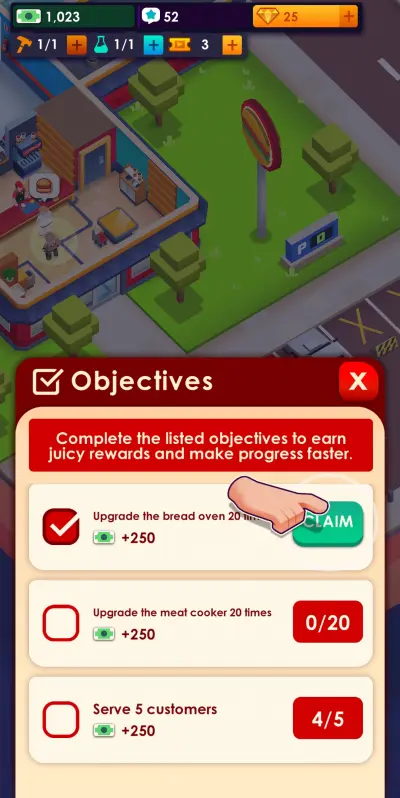 idle burger empire tycoon objectives 2