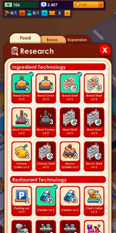 idle burger empire tycoon research